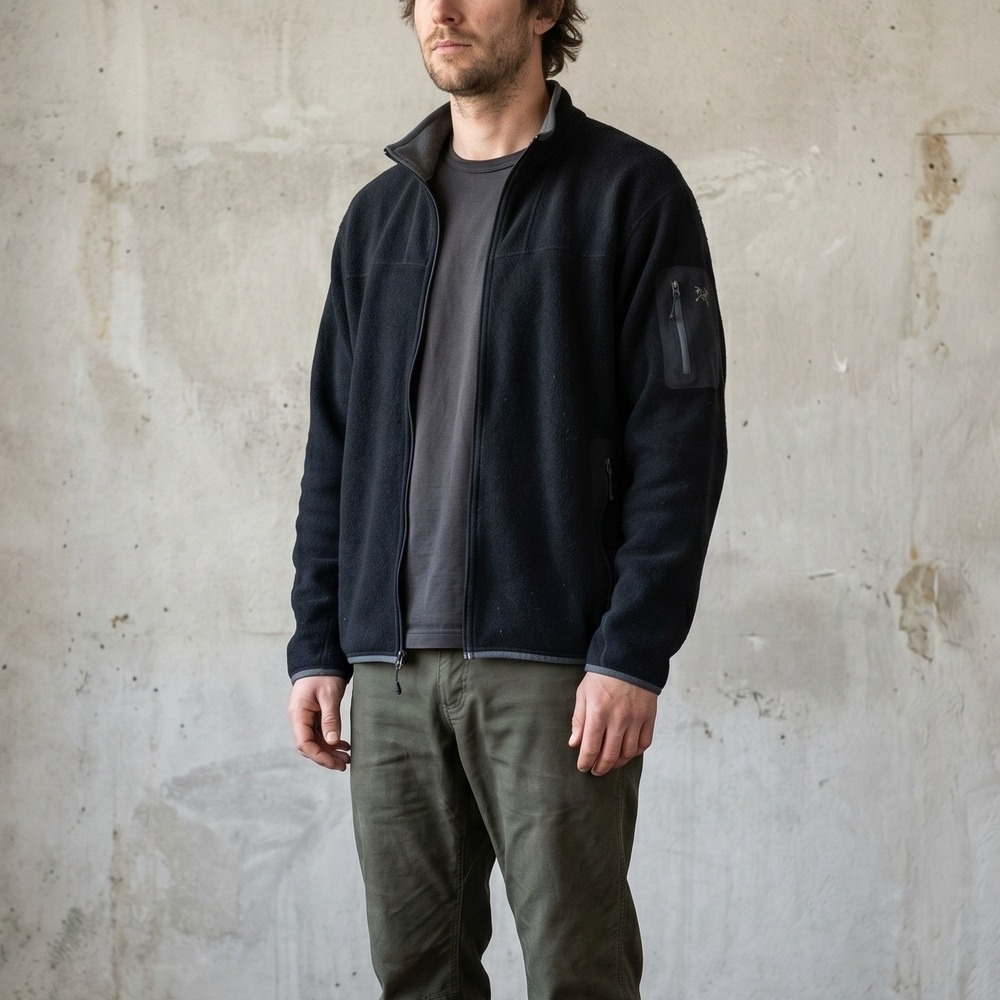 Vintage Arc'teryx Fleece Jacket Mens Large‎ Black Full Zip Polartec Gorpcore